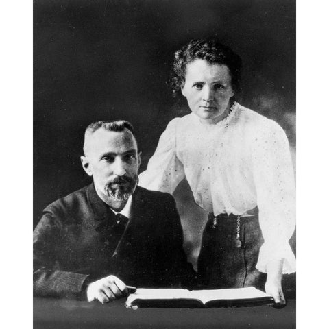 Pierre and Marie Curie 1900 White Modern Wood Framed Art Print by Vintage Photography