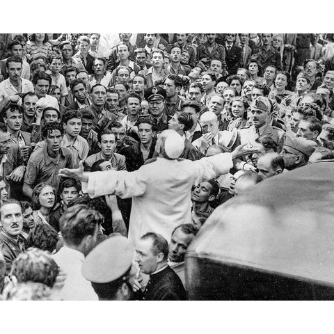 Pope Pius XII Rome 1943 Gold Ornate Wood Framed Art Print with Double Matting by Vintage Photography