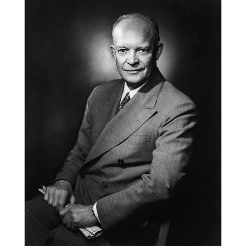 Dwight D Eisenhower Gold Ornate Wood Framed Art Print with Double Matting by Vintage Photography