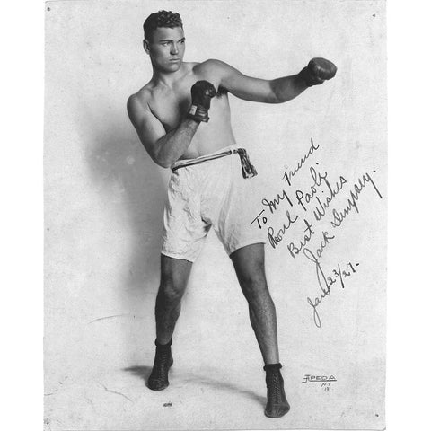 Jack Dempsey 1927 White Modern Wood Framed Art Print by Vintage Photography