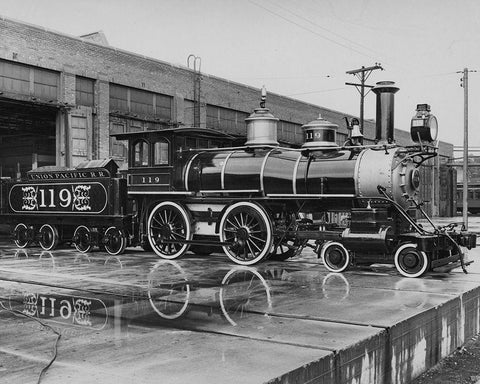 Union Pacific Railroad Engine-The Chicago Railroad Fair 1948 Black Ornate Wood Framed Art Print with Double Matting by Vintage Photography