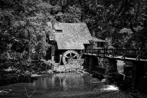 Alabama Water Mill White Modern Wood Framed Art Print with Double Matting by Alabama Picture Archive