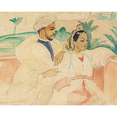 A Moroccan couple White Modern Wood Framed Art Print by Wegener, Gerda