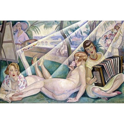 A Summer Day 1927 White Modern Wood Framed Art Print by Wegener, Gerda