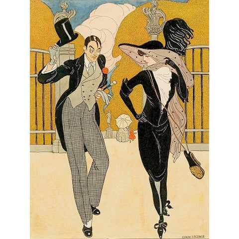 An elegant couple Black Modern Wood Framed Art Print with Double Matting by Wegener, Gerda