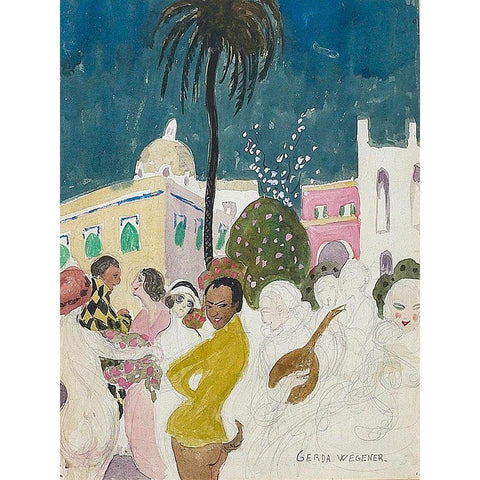 Carnival Black Modern Wood Framed Art Print by Wegener, Gerda