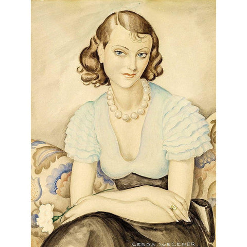 Portrait of a young woman White Modern Wood Framed Art Print by Wegener, Gerda