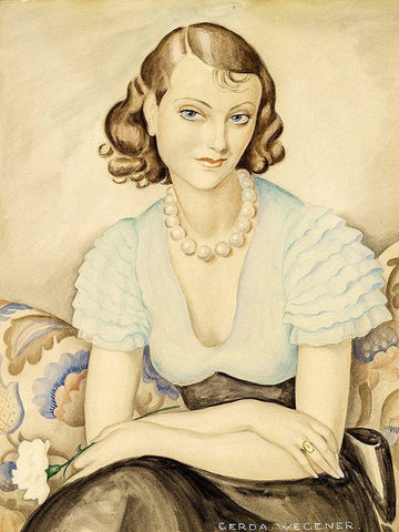 Portrait of a young woman White Modern Wood Framed Art Print with Double Matting by Wegener, Gerda