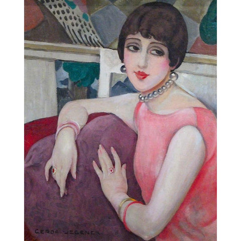 Portrait of Lili Elbe Black Modern Wood Framed Art Print by Wegener, Gerda