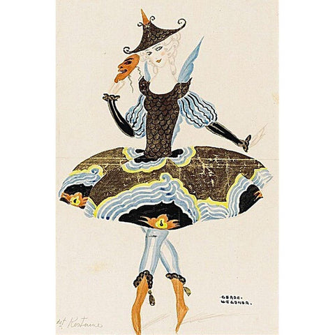 Solo dancer Ulla Poulsen in an oriental costume White Modern Wood Framed Art Print by Wegener, Gerda