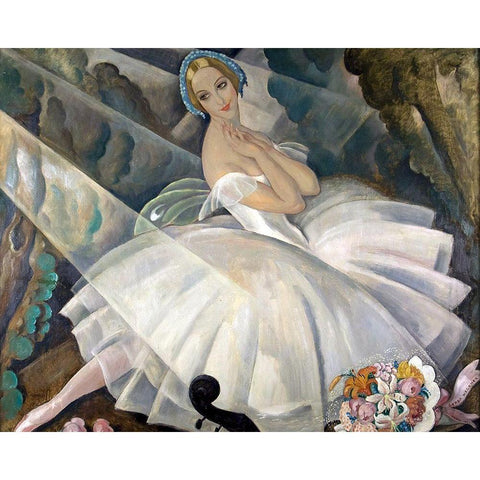 The Ballerina Ulla Poulsen in the Ballet Chopiniana Gold Ornate Wood Framed Art Print with Double Matting by Wegener, Gerda