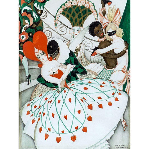 The Carnival 1925 Black Modern Wood Framed Art Print with Double Matting by Wegener, Gerda