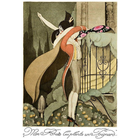 Sur talons rouges-contes image 185 Gold Ornate Wood Framed Art Print with Double Matting by Wegener, Gerda