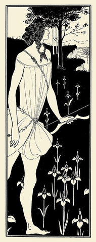 Atalanta 1909 White Modern Wood Framed Art Print with Double Matting by Beardsley, Aubrey