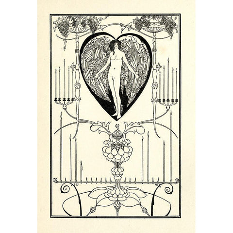 The Mirror of Love Gold Ornate Wood Framed Art Print with Double Matting by Beardsley, Aubrey