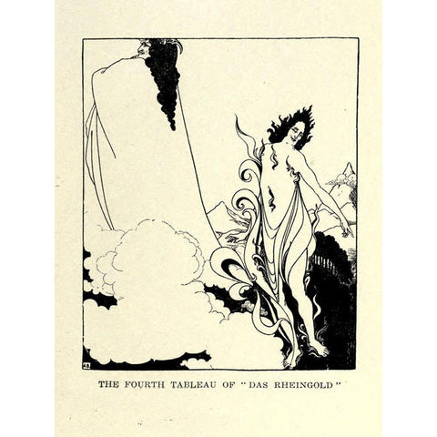 Das Rheingold 1918 Black Modern Wood Framed Art Print with Double Matting by Beardsley, Aubrey