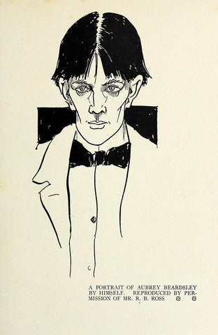 Self-portrait 1918 Black Ornate Wood Framed Art Print with Double Matting by Beardsley, Aubrey