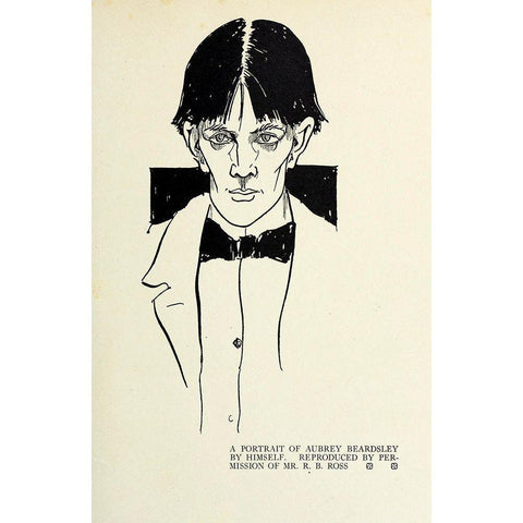 Self-portrait 1918 Gold Ornate Wood Framed Art Print with Double Matting by Beardsley, Aubrey