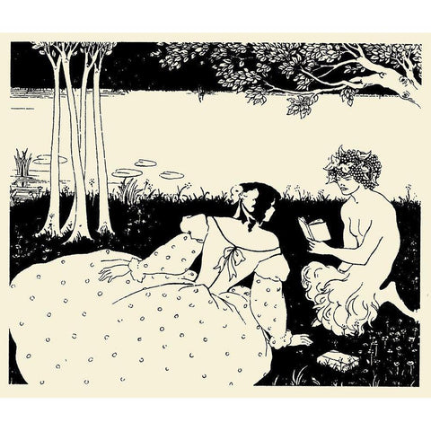 Design for Yellow book 5 Gold Ornate Wood Framed Art Print with Double Matting by Beardsley, Aubrey