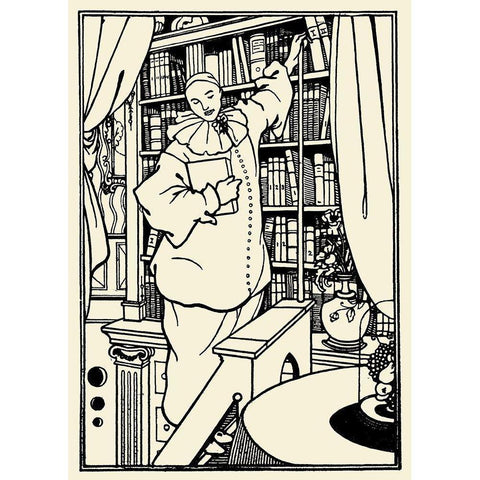 Pierrot cover design White Modern Wood Framed Art Print by Beardsley, Aubrey