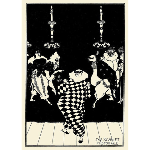 Scarlet Pastorale White Modern Wood Framed Art Print by Beardsley, Aubrey