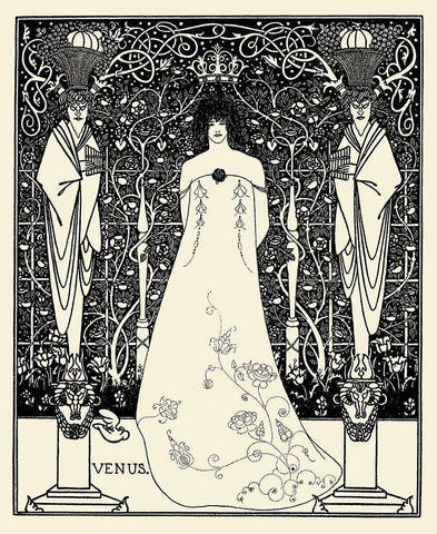 Venus and Tannhauser FP White Modern Wood Framed Art Print with Double Matting by Beardsley, Aubrey