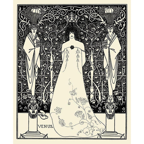 Venus and Tannhauser FP Gold Ornate Wood Framed Art Print with Double Matting by Beardsley, Aubrey