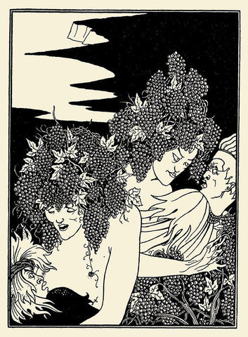 A Snare of Vintage Black Ornate Wood Framed Art Print with Double Matting by Beardsley, Aubrey