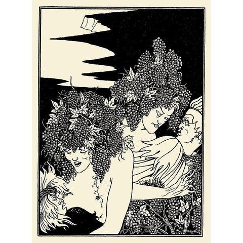 A Snare of Vintage Gold Ornate Wood Framed Art Print with Double Matting by Beardsley, Aubrey