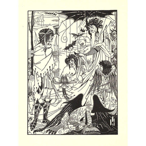 Dreams 1902 White Modern Wood Framed Art Print by Beardsley, Aubrey