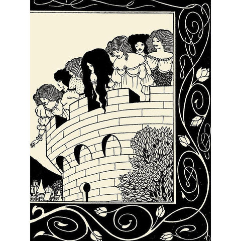 Morte DArthur 1893 - Devil as Women 2 White Modern Wood Framed Art Print by Beardsley, Aubrey