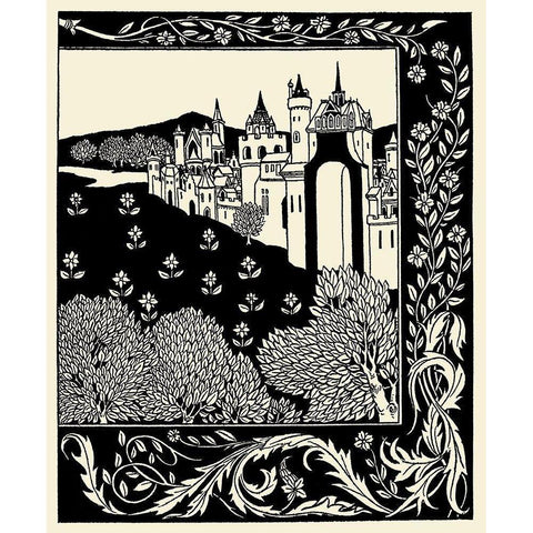 Morte DArthur 1893 - Camelot Black Modern Wood Framed Art Print with Double Matting by Beardsley, Aubrey