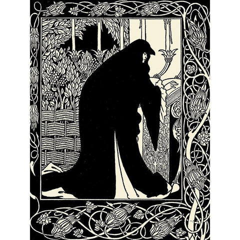 Morte DArthur 1893 - Queen Guenever Black Modern Wood Framed Art Print with Double Matting by Beardsley, Aubrey