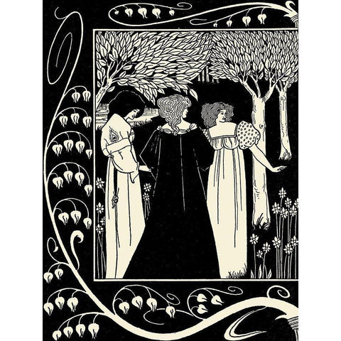 Morte DArthur 1893 - Sir Lancelot 1 White Modern Wood Framed Art Print by Beardsley, Aubrey