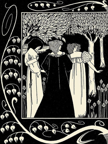 Morte DArthur 1893 - Sir Lancelot 1 White Modern Wood Framed Art Print with Double Matting by Beardsley, Aubrey