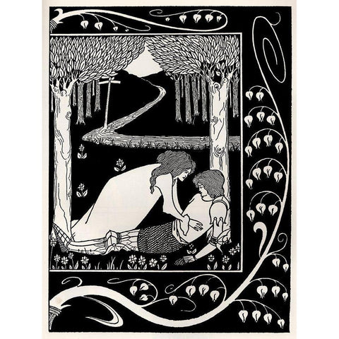 Morte DArthur 1893 - Sir Lancelot 2 White Modern Wood Framed Art Print by Beardsley, Aubrey