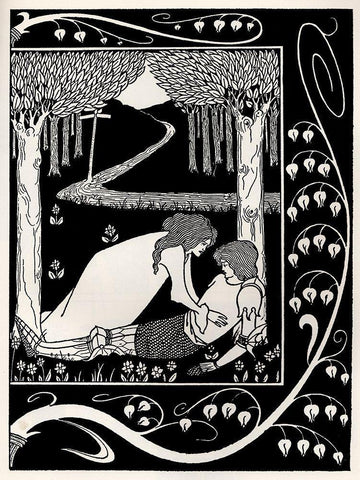 Morte DArthur 1893 - Sir Lancelot 2 Black Ornate Wood Framed Art Print with Double Matting by Beardsley, Aubrey