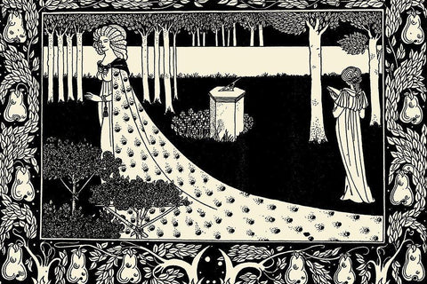 Morte DArthur 1893 - La Beale Isoud Black Ornate Wood Framed Art Print with Double Matting by Beardsley, Aubrey