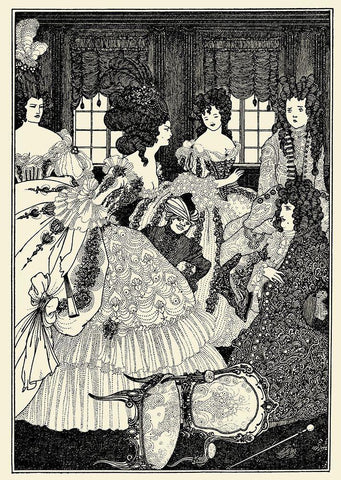 Rape of the Lock 1896 - Beaux and Belles Black Ornate Wood Framed Art Print with Double Matting by Beardsley, Aubrey