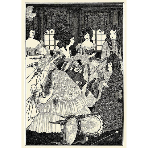 Rape of the Lock 1896 - Beaux and Belles Gold Ornate Wood Framed Art Print with Double Matting by Beardsley, Aubrey