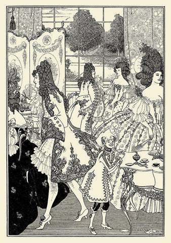 Rape of the Lock 1896 - Rape of the Lock Black Ornate Wood Framed Art Print with Double Matting by Beardsley, Aubrey