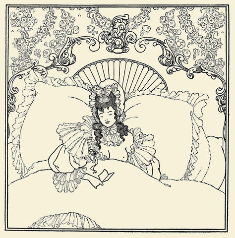 Rape of the Lock 1896 - The Billet-doux Black Ornate Wood Framed Art Print with Double Matting by Beardsley, Aubrey