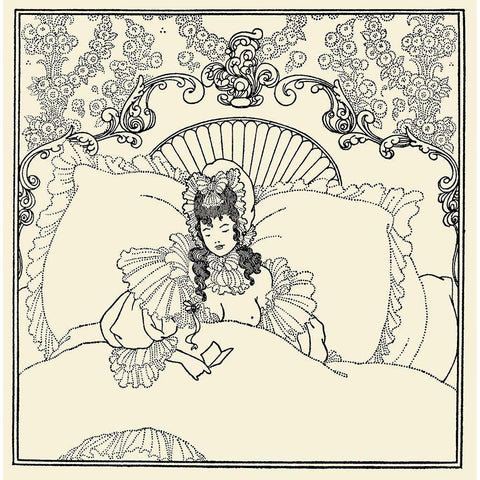 Rape of the Lock 1896 - The Billet-doux Gold Ornate Wood Framed Art Print with Double Matting by Beardsley, Aubrey