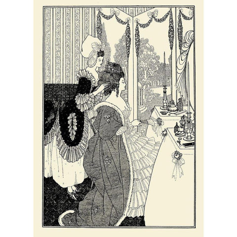 Rape of the Lock 1896 - The Toilet White Modern Wood Framed Art Print by Beardsley, Aubrey