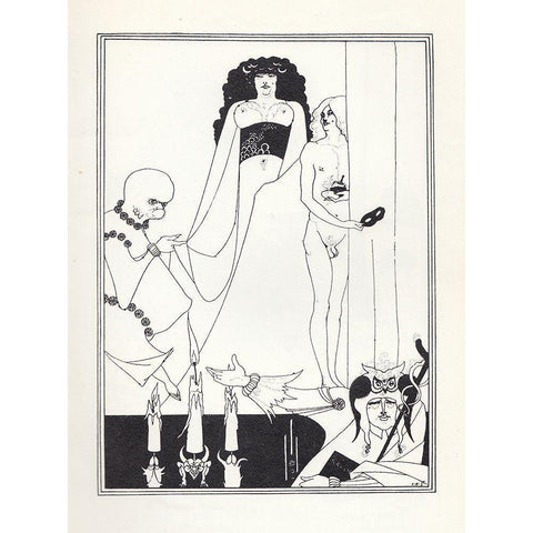 Salome - Enter Herodias White Modern Wood Framed Art Print by Beardsley, Aubrey