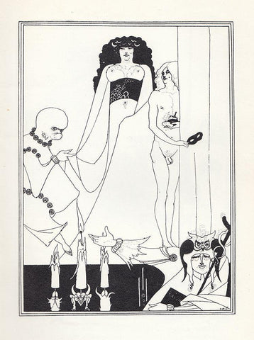 Salome - Enter Herodias Black Ornate Wood Framed Art Print with Double Matting by Beardsley, Aubrey