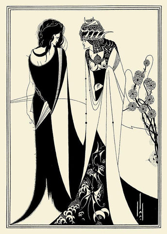 Salome 1894 - John and Salome Black Ornate Wood Framed Art Print with Double Matting by Beardsley, Aubrey