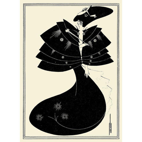 Salome 1894 - The Black cape White Modern Wood Framed Art Print by Beardsley, Aubrey