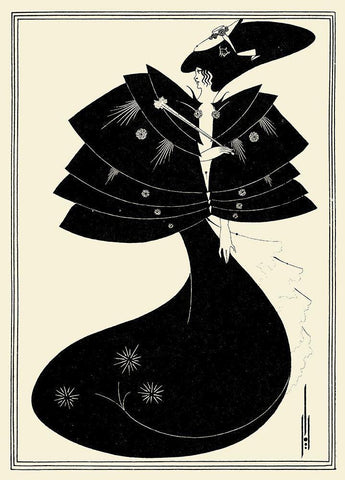 Salome 1894 - The Black cape Black Ornate Wood Framed Art Print with Double Matting by Beardsley, Aubrey