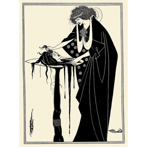 Salome 1894 - The Dancers Reward Black Modern Wood Framed Art Print with Double Matting by Beardsley, Aubrey